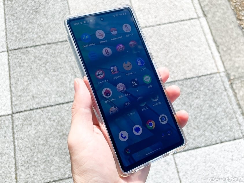 google pixel 7a 液晶モニター(日向向け) | モバイル比較レビュー.jp 画面の明るさ(晴天時)