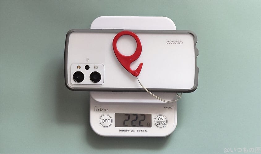 OPPO Reno9 Aのケース有りの重さは222g
