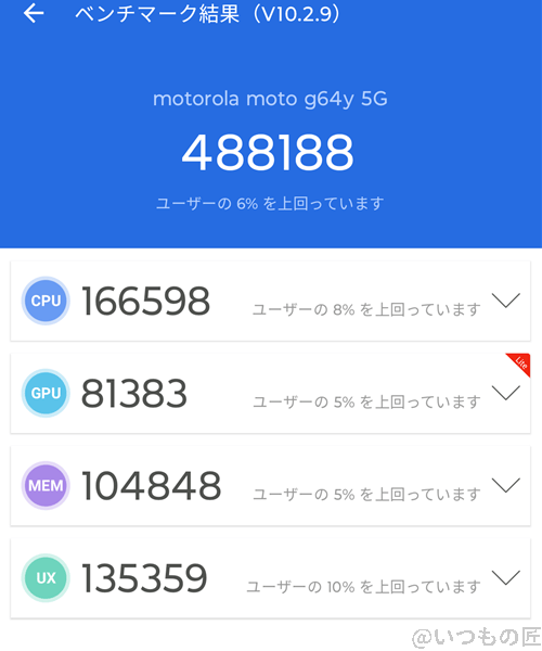 moto-g64-5g-antutu3 | モバイル比較レビュー.jp moto-g64-5g ベンチマーク Antutu AnTuTu Benchmark V10 計測結果