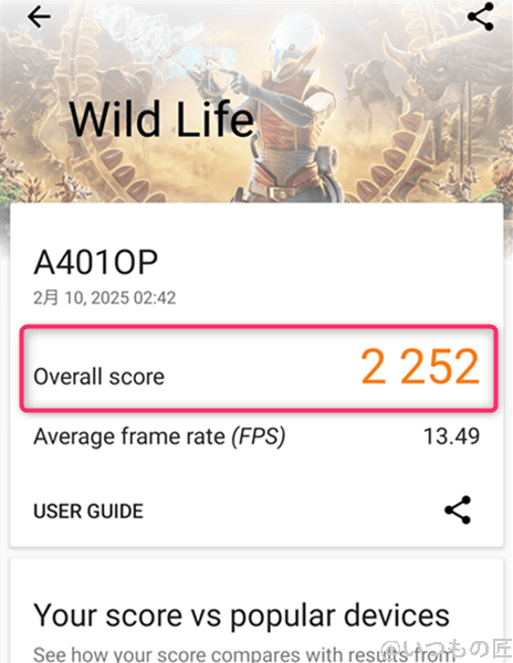3dmark使い方 oppo reno11aのwild lifeの測定画面 | モバイル比較レビュー.jp 3DMark使い方 OPPO Reno11AのWild Lifeの測定画面