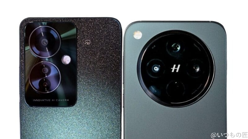 oppo reno11 aとoppo find x8の背面カメラデザイン | モバイル比較レビュー.jp OPPO Reno11 AとOPPO Find X8の背面カメラデザイン