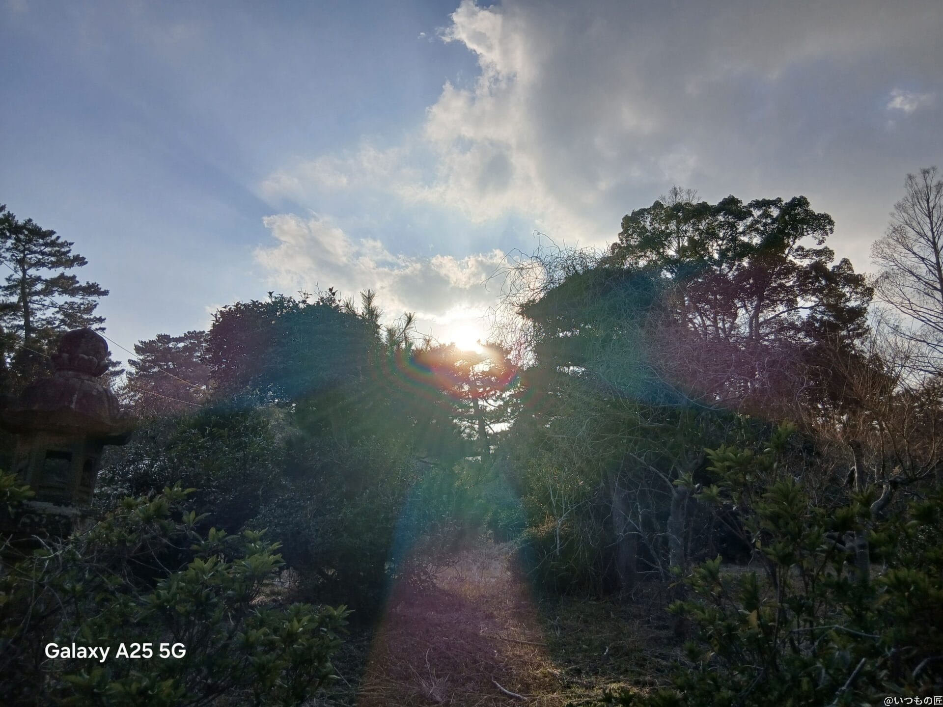 逆光下の風景写真 | モバイル比較レビュー.jp Galaxy A25 5G カメラ 逆光下の風景写真