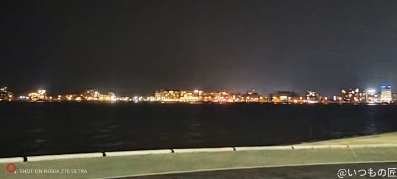 nubia Z70 Ultra カメラ 海辺を暗所撮影した写真