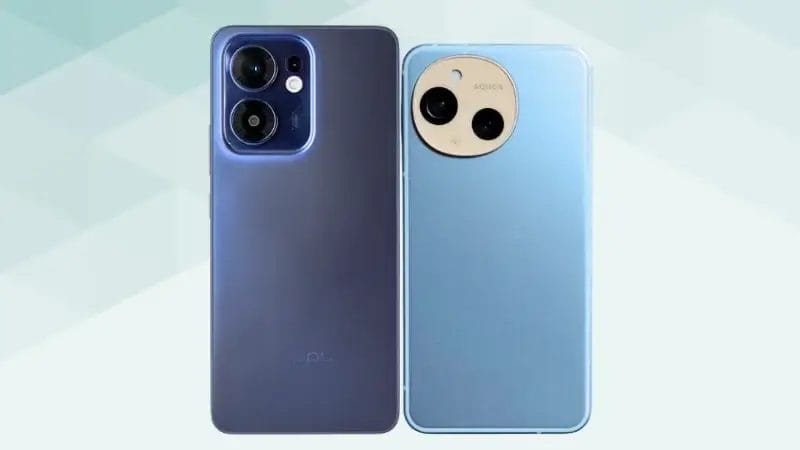 oppo reno13 aとaquos sense9の比較 背面デザイン イメージ画像 | モバイル比較レビュー.jp OPPO Reno13 AとAQUOS sense9の比較 背面デザイン