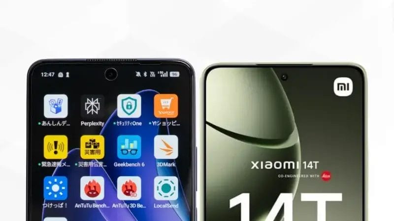 oppo reno13 aとxiaomi 14tの比較 正面デザイン イメージ画像 | モバイル比較レビュー.jp OPPO Reno13 AとXiaomi 14Tの比較 正面デザイン
