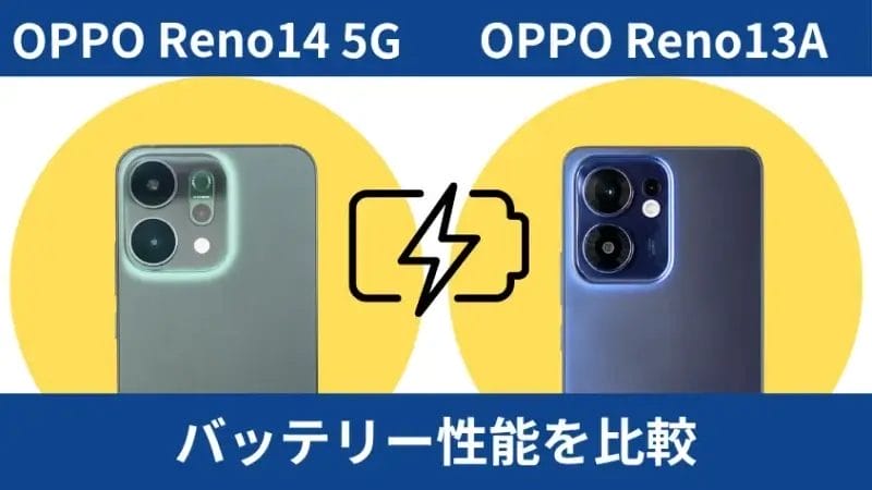 OPPO Reno14 5GとOPPO Reno13 Aのバッテリー性能を比較