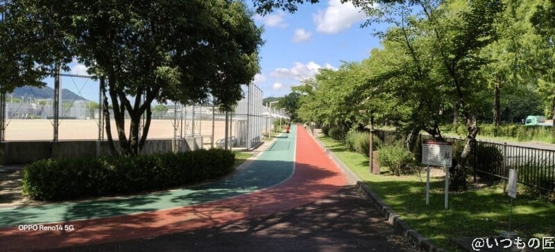 晴天下のランニングコース | モバイル比較レビュー.jp motorola edge 60s pro カメラ 晴天下のランニングコース