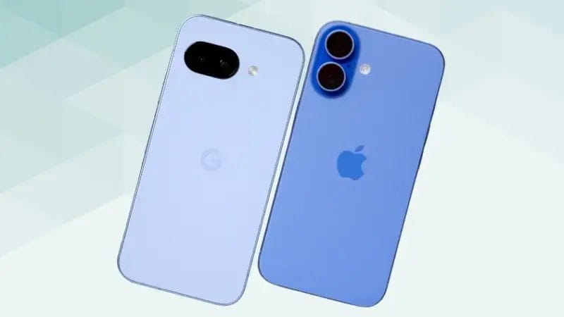 Google Pixel 9aとiPhone16の比較 背面デザイン 斜め